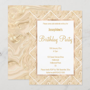 STUNNING METALLIC CHAMPAGNE & GOLD CUSTOM SATIN INVITATION