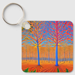 Stunning Modern Art Woodland Forest Keychain