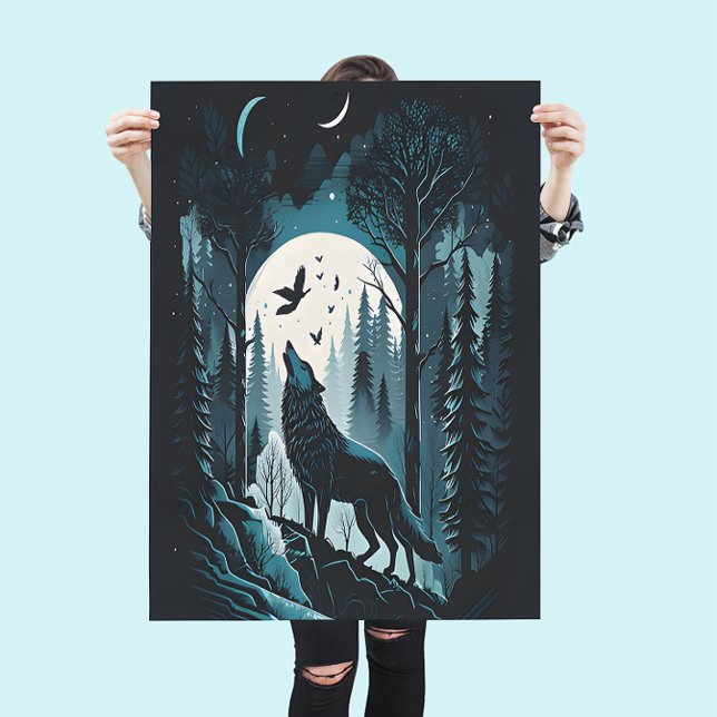 Stunning Nature Scene of a Howling Wolf Nature Poster (Creator Uploaded)