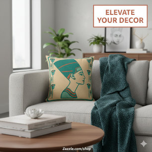 Stunning Nefertiti Ancient Royal Art Throw Pillow