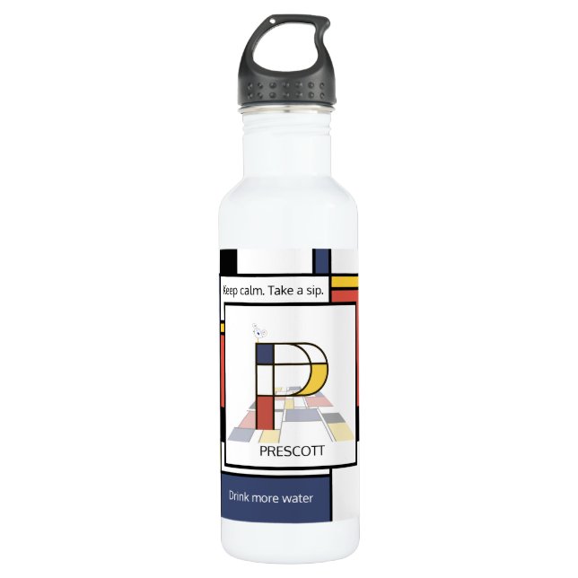Stunning Neoplasticism Art Monogram. Letter P 710 Ml Water Bottle (Front)