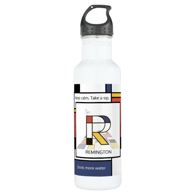 Stunning Neoplasticism Art Monogram. Letter R  710 Ml Water Bottle (Front)