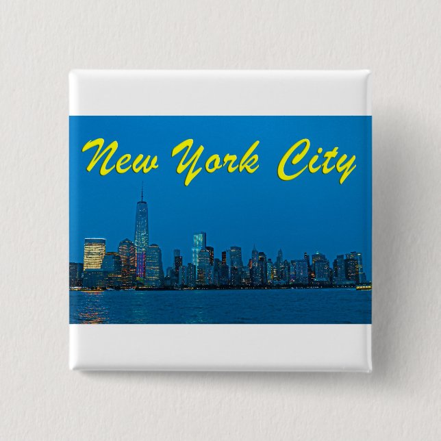 Stunning new New York Skyline 2 Inch Square Button (Front)