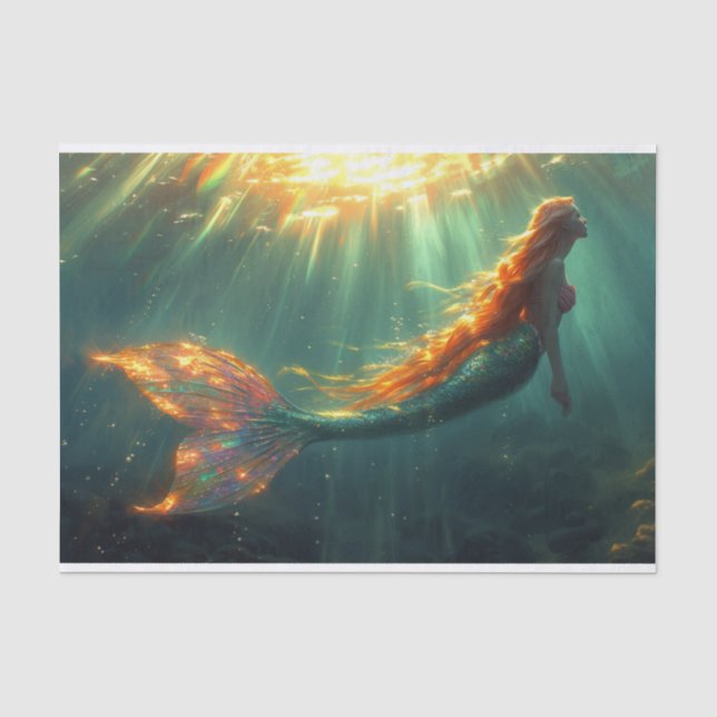 Stunning Opalescent Mermaid in shafts of Sunlight Tissue Paper (Front)