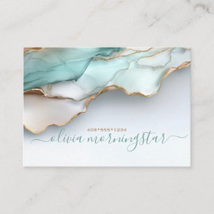 Stunning Opalescent Teal Gold Fluid Alcohol Ink Business Card