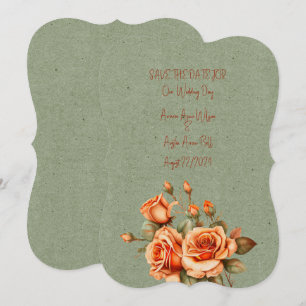 Stunning Orange and Green Floral Wedding Bouquet Save The Date