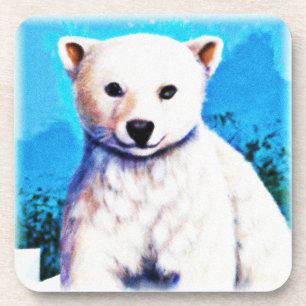 Stunning Painting of a Polar Bear Cub. Buy Now Coaster