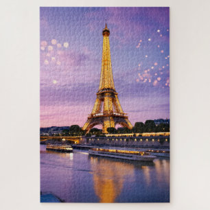 Stunning Paris Eiffel Tower Night Scene Jigsaw Puzzle