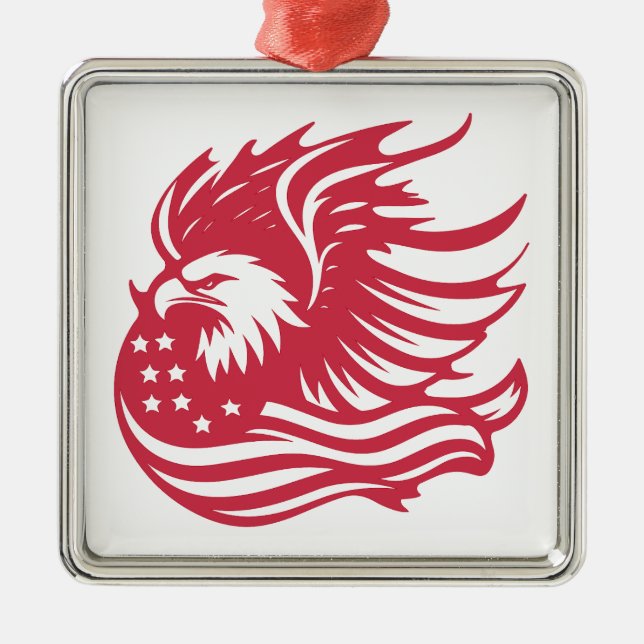 Stunning Patriotic Eagle Digital Artwork Metal Ornament (Front)
