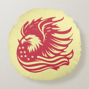 Stunning Patriotic Eagle Digital Artwork Round Pillow