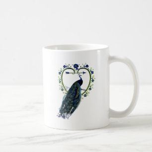 Stunning Peacock and ornate heart flower frame Coffee Mug