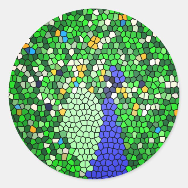 Stunning Peacock mosaic art gifts customised Classic Round Sticker (Front)