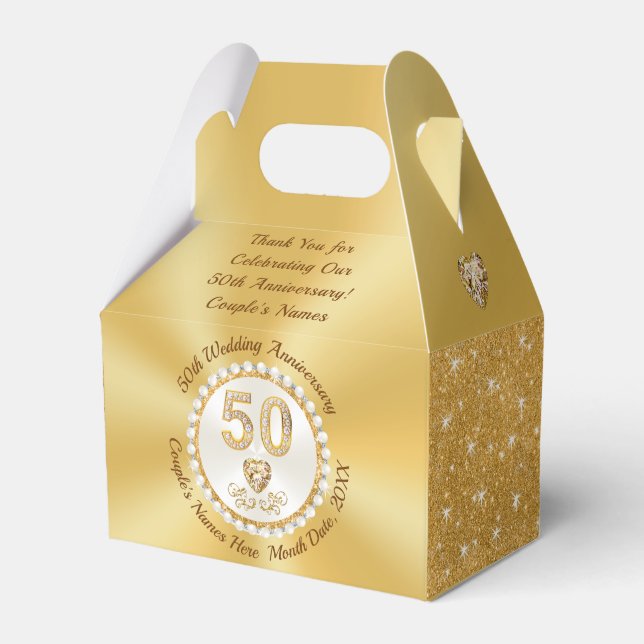 Stunning Personalize, 50th Anniversary Favour Boxe Favor Box (Front Side)
