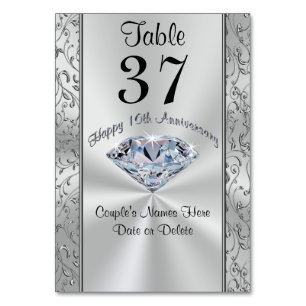 Stunning Personalized 10th Anniversary Table Cards