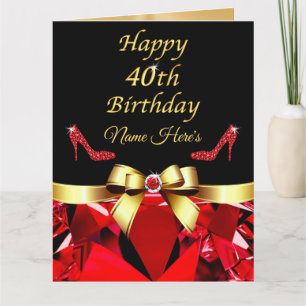 Stunning, Personalized 40th Birthday Card for Her