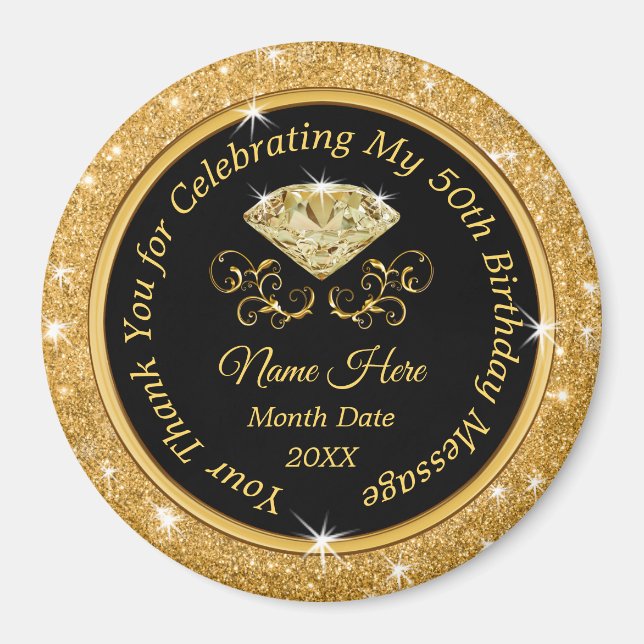 Stunning Personalized, 50th Birthday Souvenirs Magnet (Front)