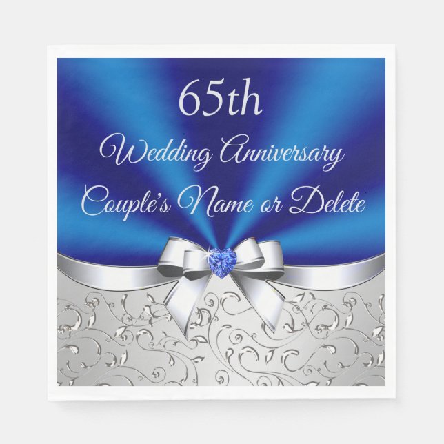 Stunning Personalized, 65th Anniversary Napkins (Front)