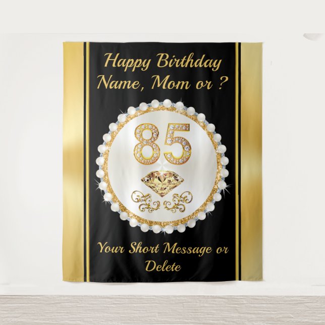Stunning Personalized, 85th Birthday Backdrop Tapestry (Front)
