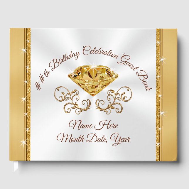 Stunning Personalized Birthday Guest Book Any YEAR (Front)