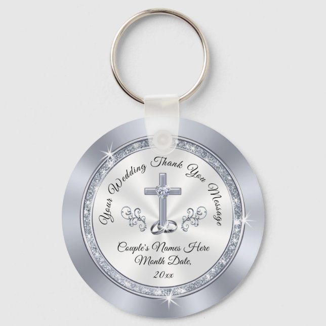 Stunning Personalized Christian Wedding Favors Keychain (Front)