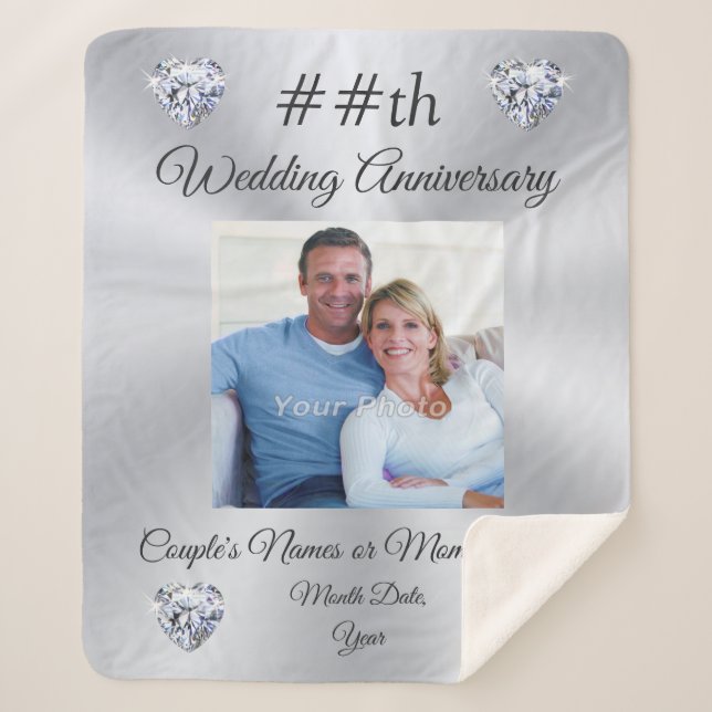 Stunning, Personalized Wedding Anniversary Gifts,  Sherpa Blanket (Front)