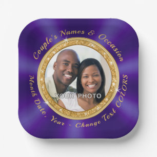 Stunning PHOTO, Personalized Wedding Paper Plates