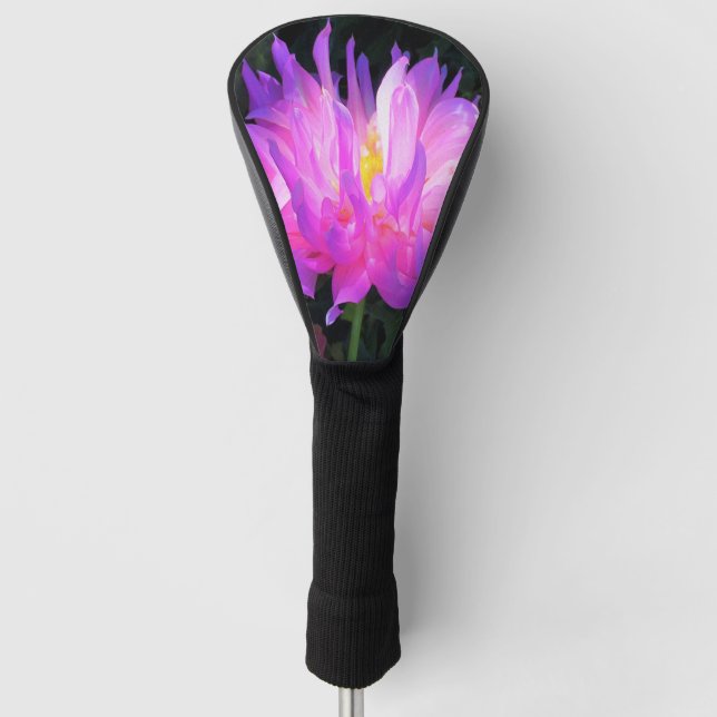 Stunning Pink and Purple Cactus Dahlia Golf Head Cover (Front)