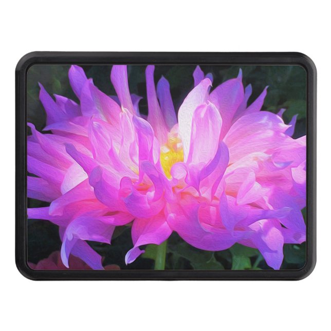 Stunning Pink and Purple Cactus Dahlia Trailer Hitch Cover (Front)