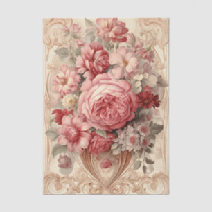 Stunning Pink and White Roses with Ornate Frame Tissue Paper