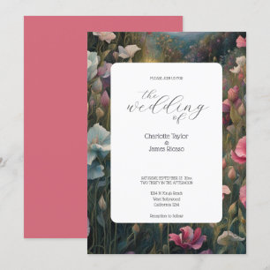 Stunning Pink and White Sweet Pea Elegant Wedding Invitation
