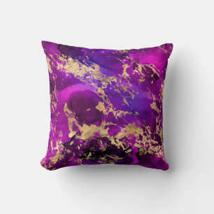 Stunning Pink & Gold Marble Galaxy Throw Pillow