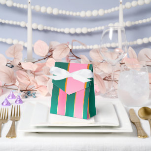 Stunning Pink & Green Modern Stripes Favor Box