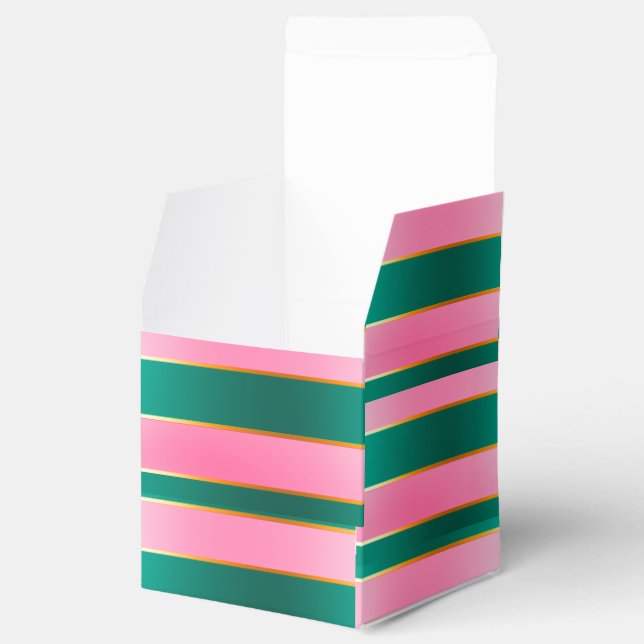 Stunning Pink & Green Modern Stripes  Favor Box (Opened)