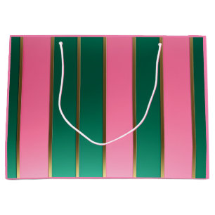 Stunning Pink & Green Modern Stripes  Large Gift Bag