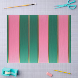 Stunning Pink & Green Modern Stripes Tissue Paper
