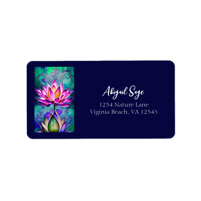 Stunning Pink Lotus Flower Portrait Address Label (Front)