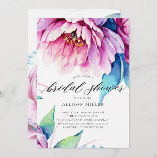 Stunning Pink Peonies Bridal Shower Invitation