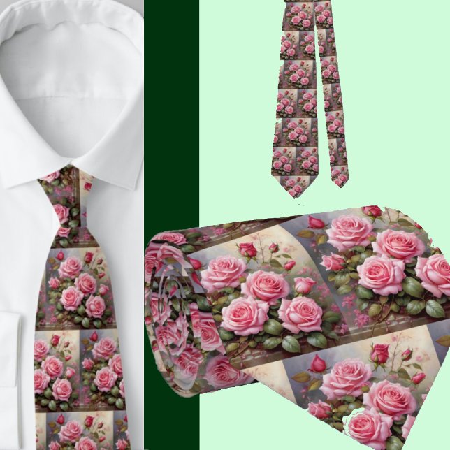 Stunning Pink Roses Formal Necktie  (Creator Uploaded)