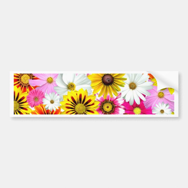 Stunning pink yellow flowers pattern accessories bumper sticker (Front)