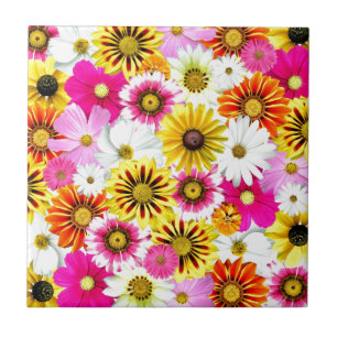 Stunning pink yellow flowers pattern accessories tile
