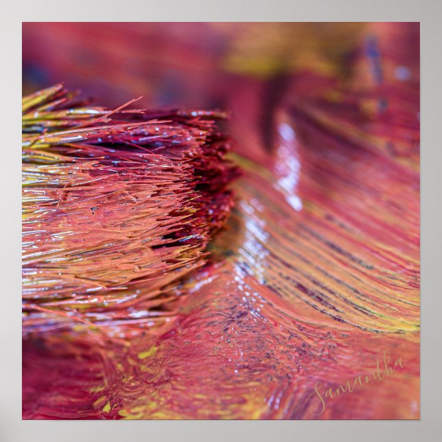 Stunning Pink Yellow Gold Custom Name Paint Brush Poster (Front)