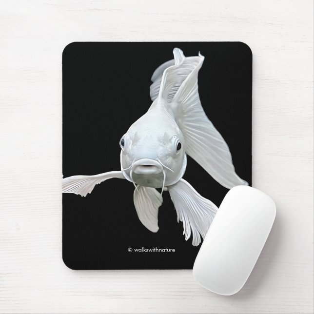 Stunning Platinum Butterfly Koi Carp Fish Mouse Pad (With Mouse)
