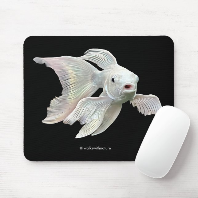 Stunning Platinum Butterfly Koi Carp Fish Mouse Pad (With Mouse)