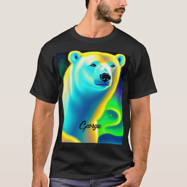 Stunning polar bear.  Editable text. T-Shirt (Front)