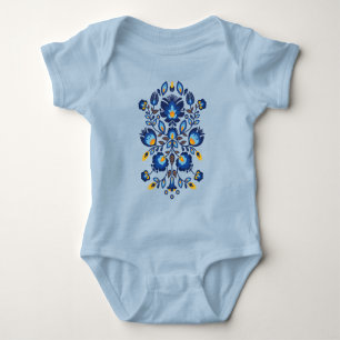 💙💛🧡Stunning polish Folk Wycinanki Baby Bodysuit