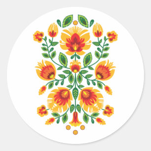 💛🧡❤️Stunning polish Folk Wycinanki Classic Round Sticker