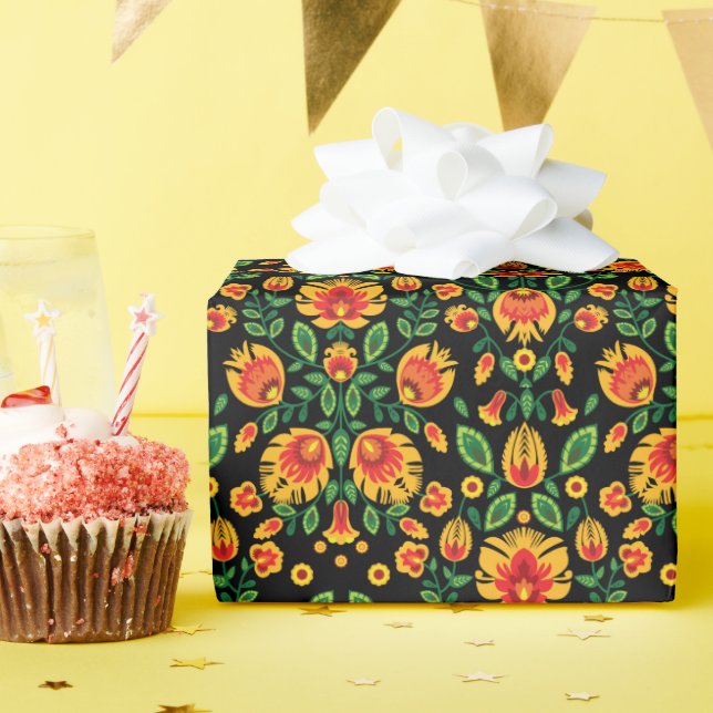 💛🧡❤️Stunning polish Folk Wycinanki  Wrapping Paper (Birthday Party)