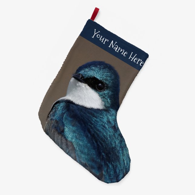 Stunning Profile of a Tree Swallow Songbird Large Christmas Stocking (Front (Hanging))