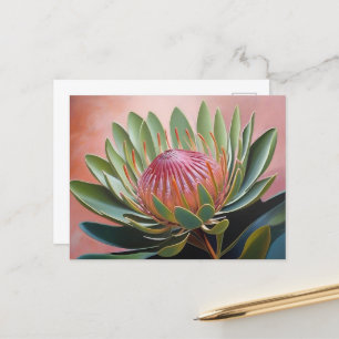 Stunning Protea Painting Vibrant Floral  Postcard