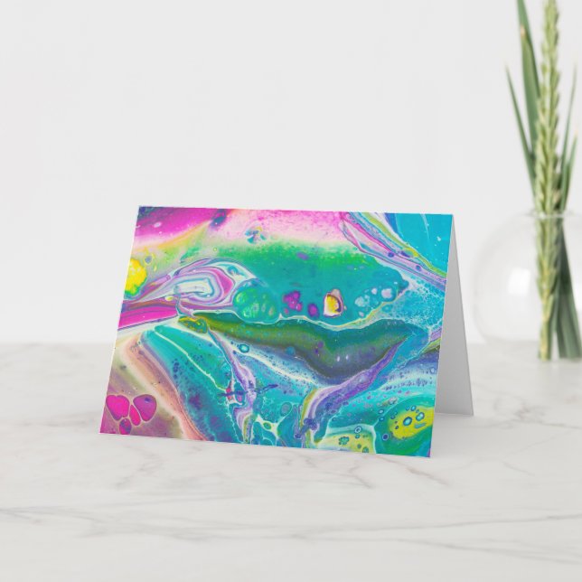 Stunning Psychedelic Acrylic Fluid Art Card (Front)